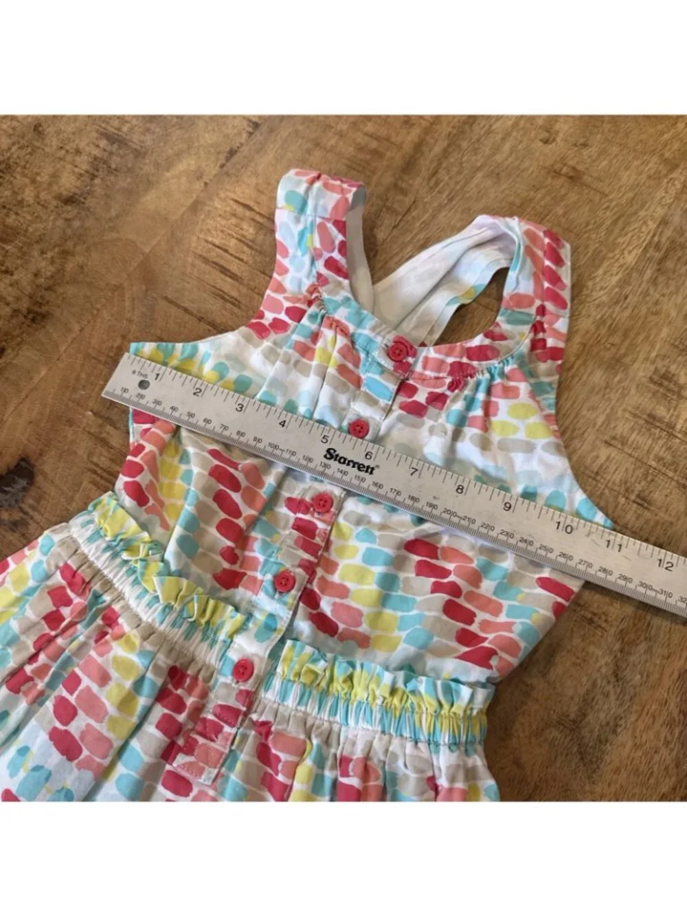 Gymboree Dress Girl 5 Pink Orange Green Blue Dots Striped dress SUMMER Lined